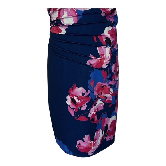 Monroe & Main Pleat-Side Floral Office Casual Brunch Stretch Knit Church Dress - Picture 9 of 16